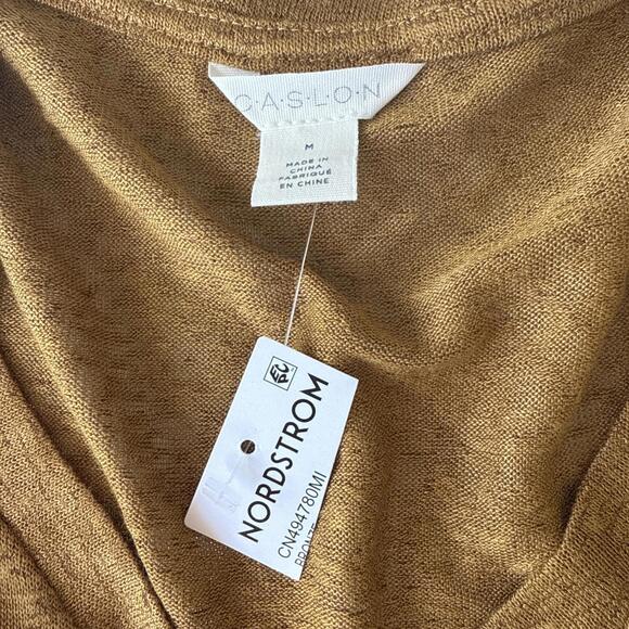NWT Caslon M Bronze  Rust Brown Short Sleeve Tie Twist Waist Top T Shirt V Neck - Picture 4 of 7